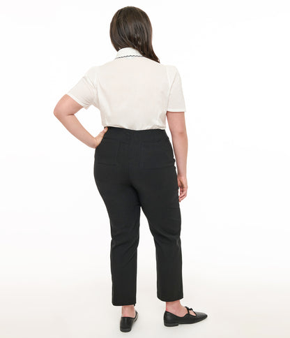 Unique Vintage Plus Size 1960s Black Cigarette Pants