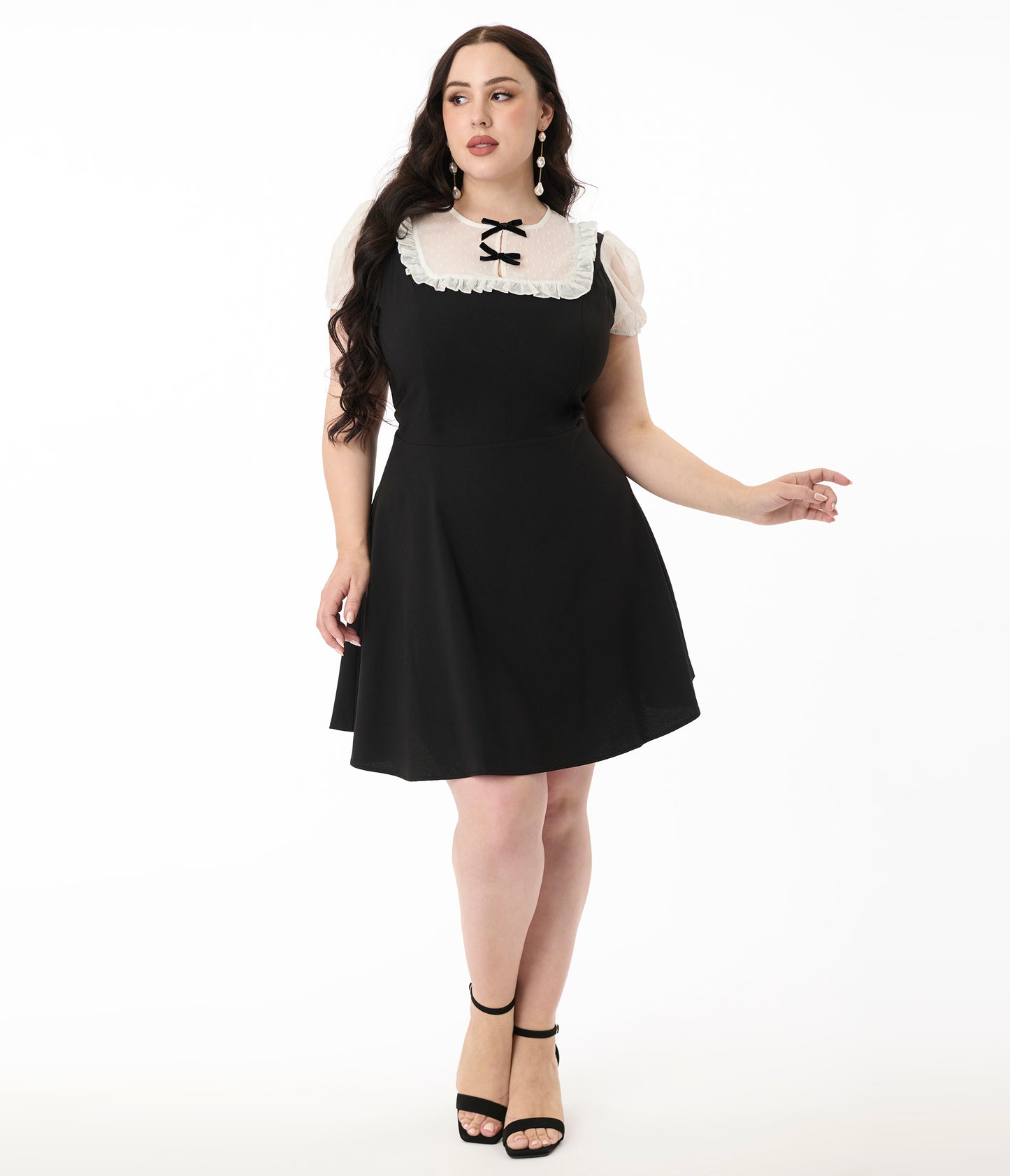 Hell Bunny Black & White Bib Alice Mini Dress