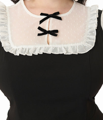 Hell Bunny Black & White Bib Alice Mini Dress