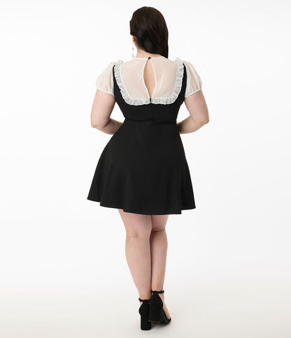 Hell Bunny Black & White Bib Alice Mini Dress