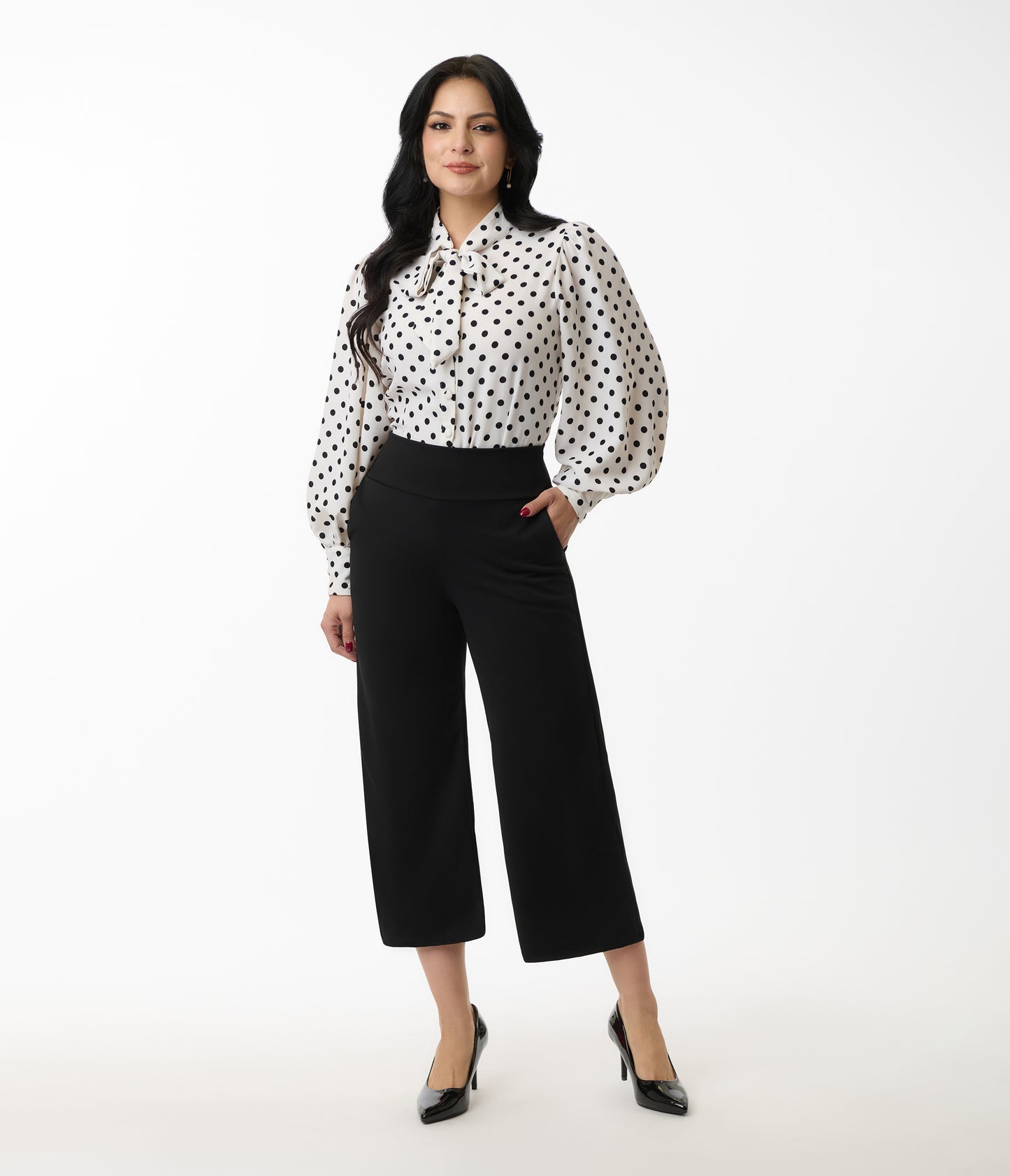 Black Wide Waistband Culotte Pants