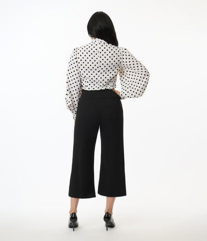 Black Wide Waistband Culotte Pants