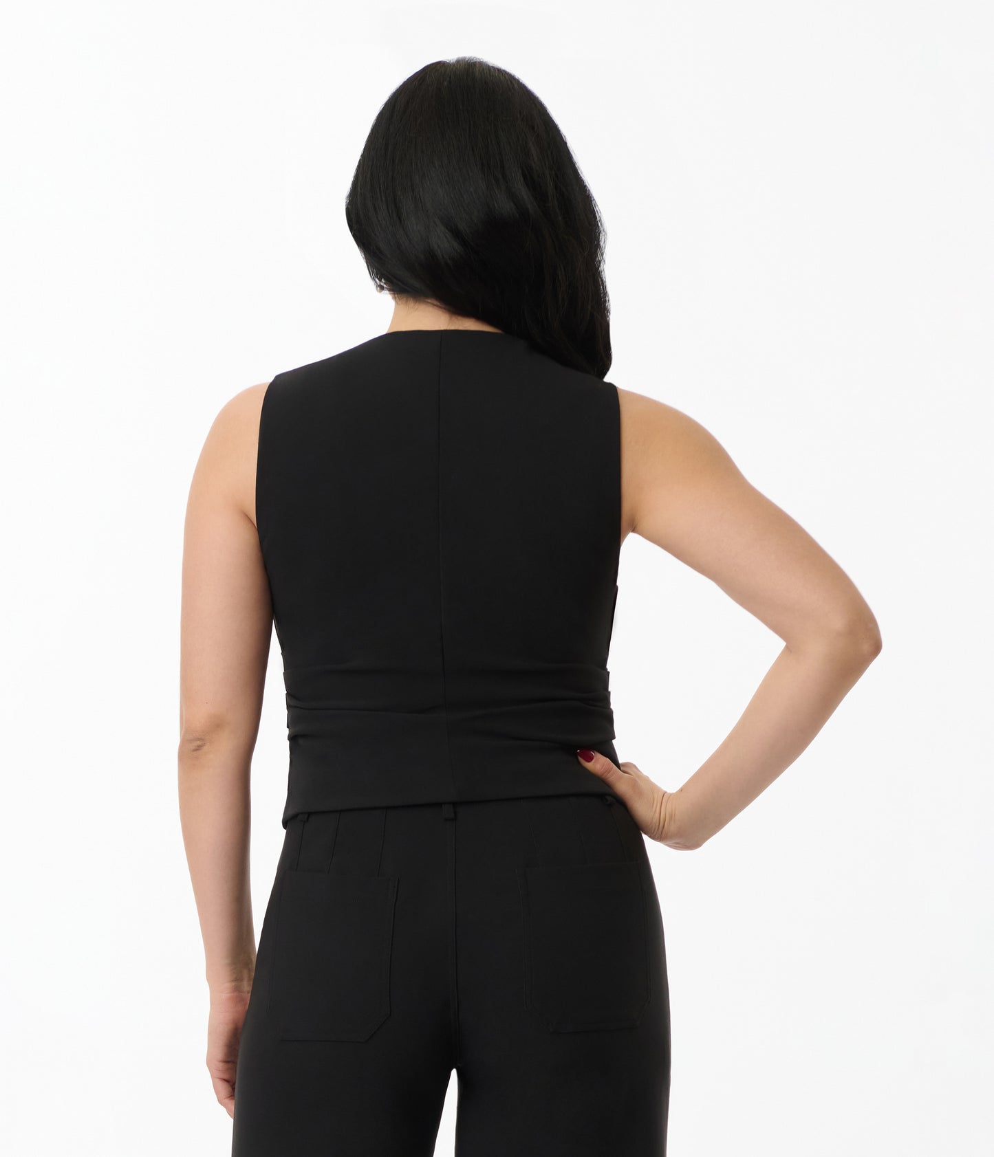 Black Ruched Tailored Vest