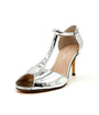 Chelsea Crew Metallic Silver T-Strap Blondie Heels