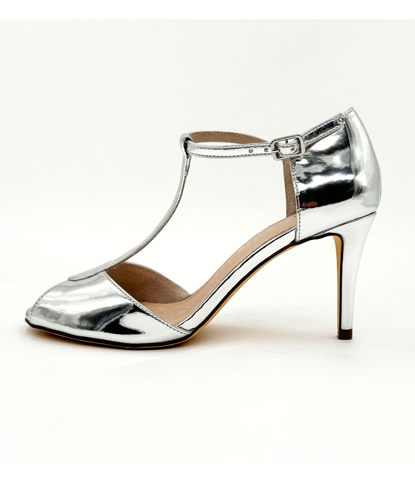 Chelsea Crew Metallic Silver T-Strap Blondie Heels