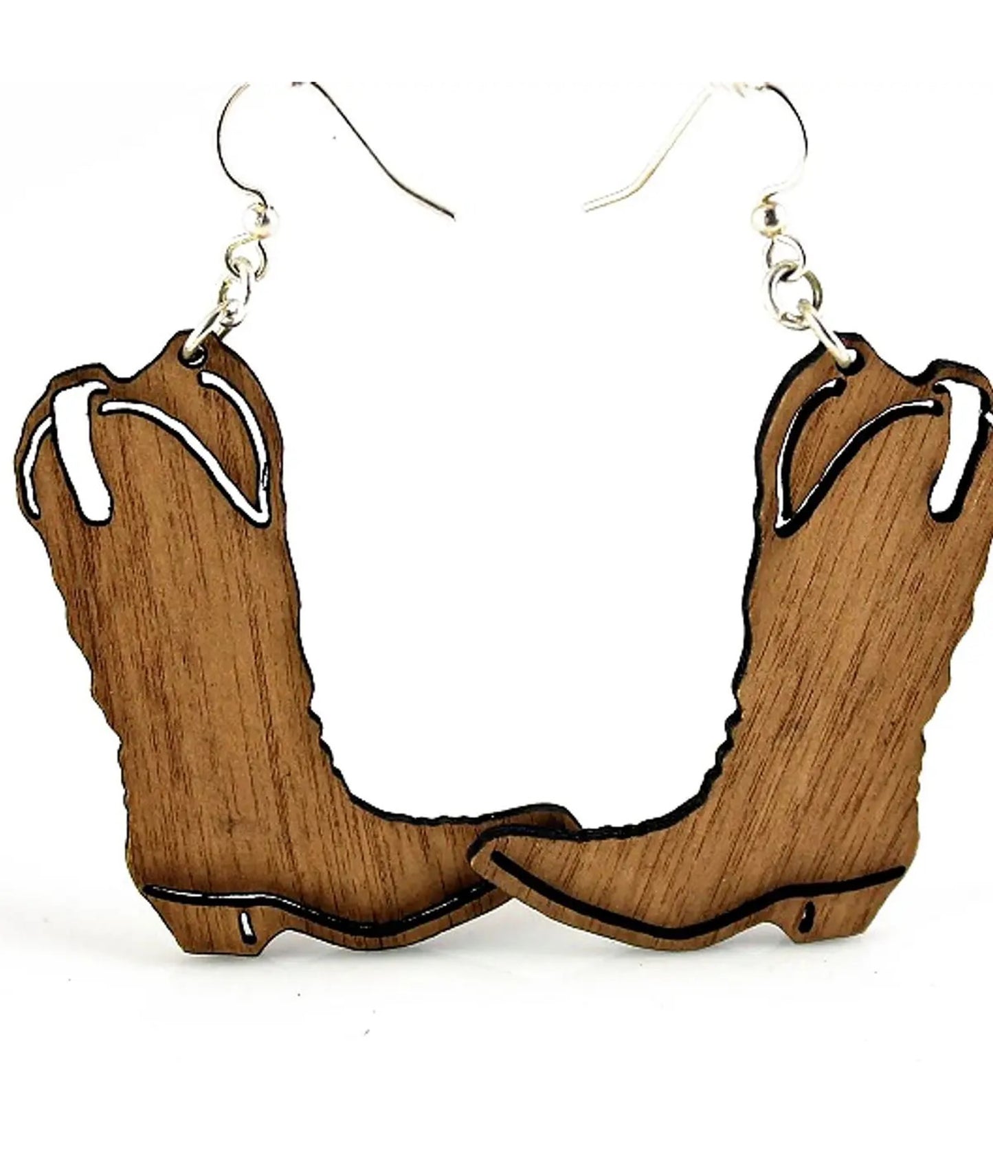 Wooden Cowboy Boot Earrings