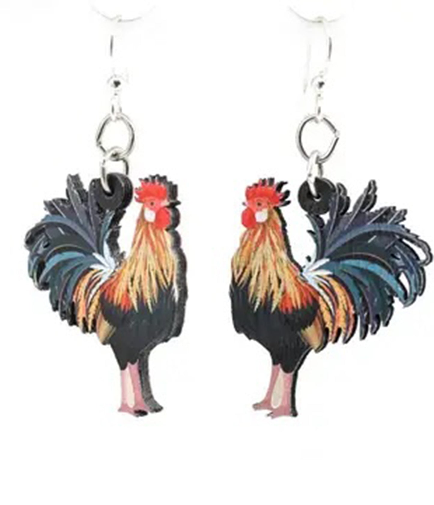 Wooden Rooster Earrings