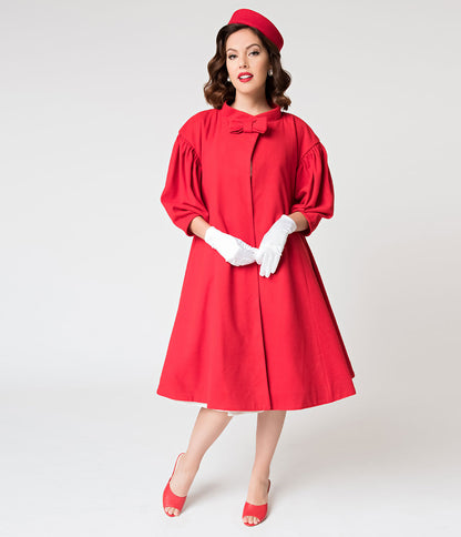 Barbie™ x Unique Vintage 1960s Style Red Flare Swing Coat