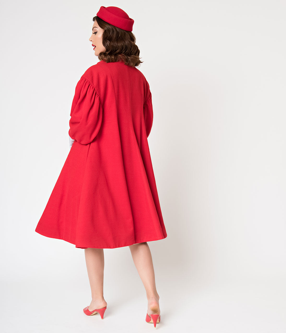 Barbie™ x Unique Vintage 1960s Style Red Flare Swing Coat