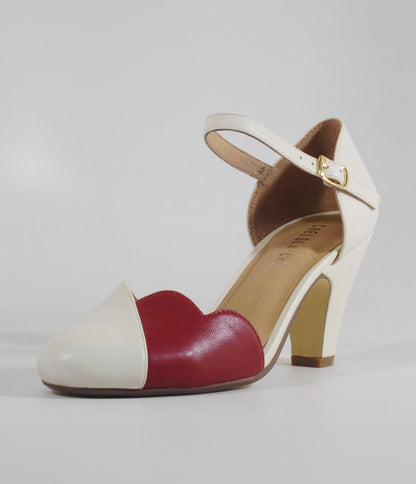 Chelsea Crew Red & Bone Lover Pumps