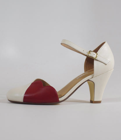 Chelsea Crew Red & Bone Lover Pumps