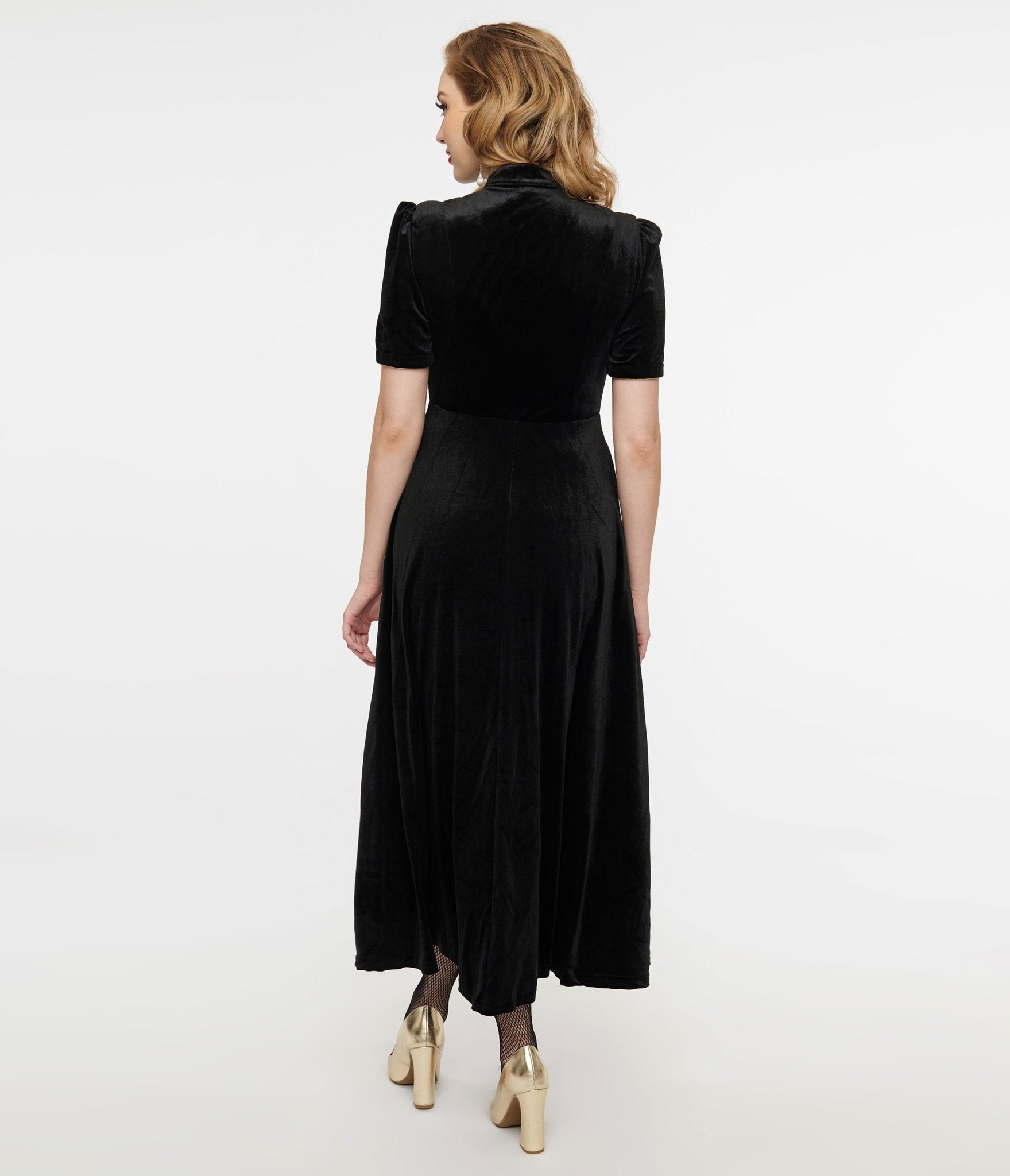 Audrey K Black Velvet Taboo Maxi Dress - Unique Vintage - Womens, DRESSES, MAXI