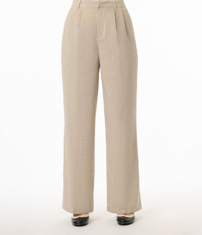 Banned 1940s Sand Stripe Martha Trousers - Unique Vintage - Womens, BOTTOMS, PANTS