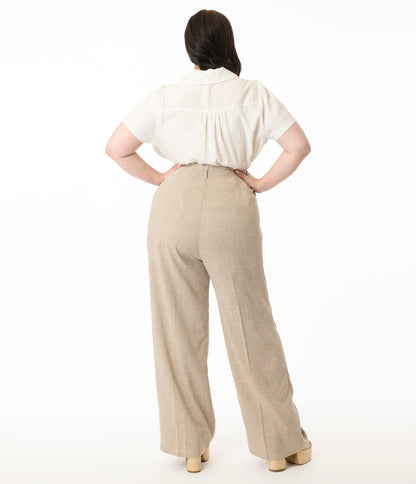 Banned Plus Size 1940s Sand Stripe Martha Trousers - Unique Vintage - Womens, BOTTOMS, PANTS