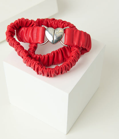 Banned Red Leatherette Heart Clasp Belt - Unique Vintage - Womens, ACCESSORIES, BELTS