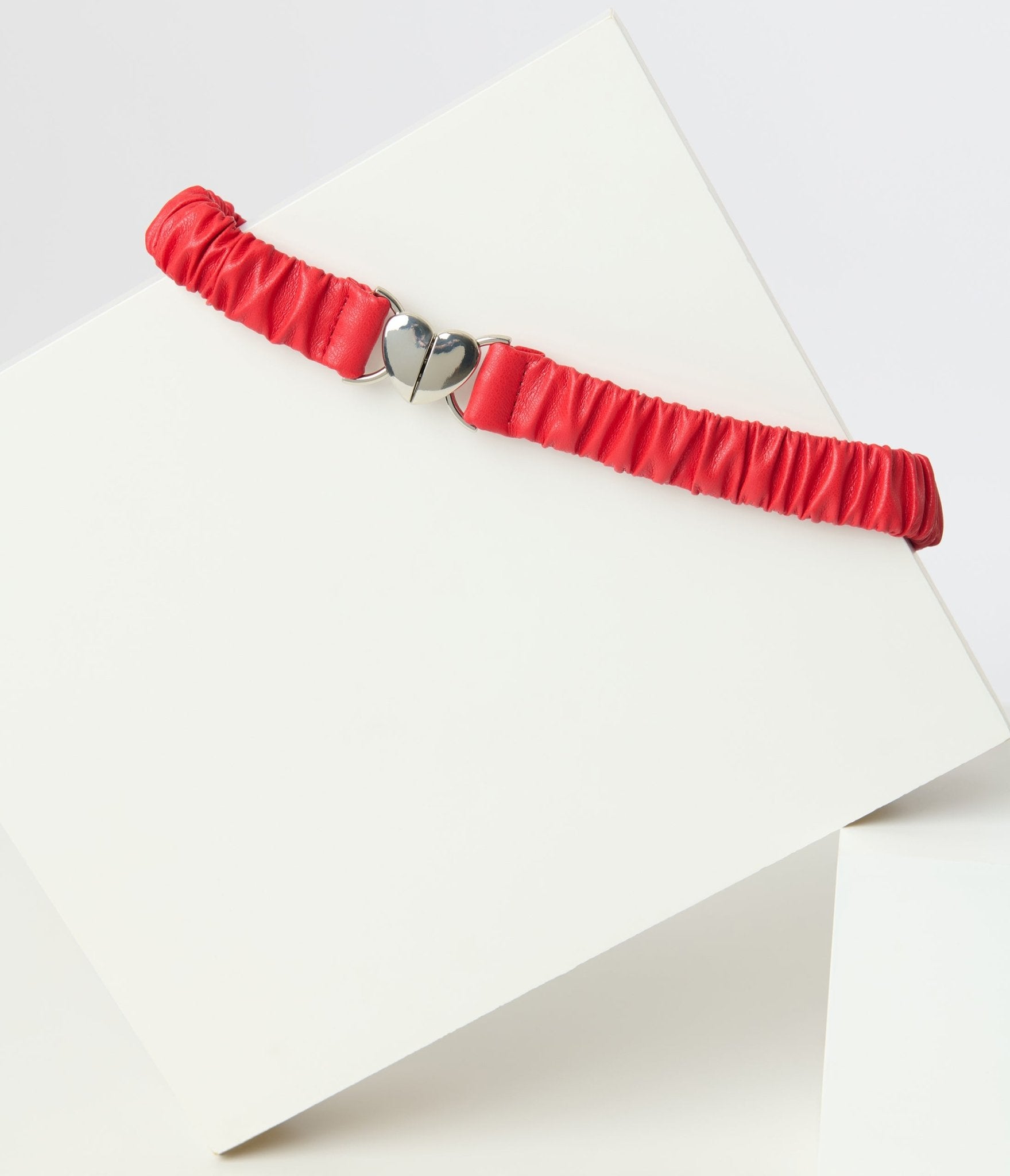 Banned Red Leatherette Heart Clasp Belt - Unique Vintage - Womens, ACCESSORIES, BELTS