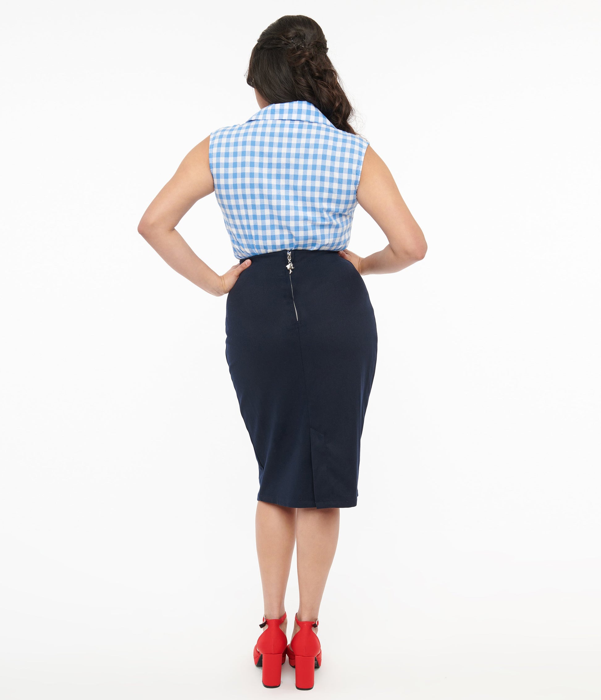 Barbie x Unique Vintage 1950s Navy Commuter Set Wiggle Skirt - Unique Vintage - Womens, BOTTOMS, SKIRTS