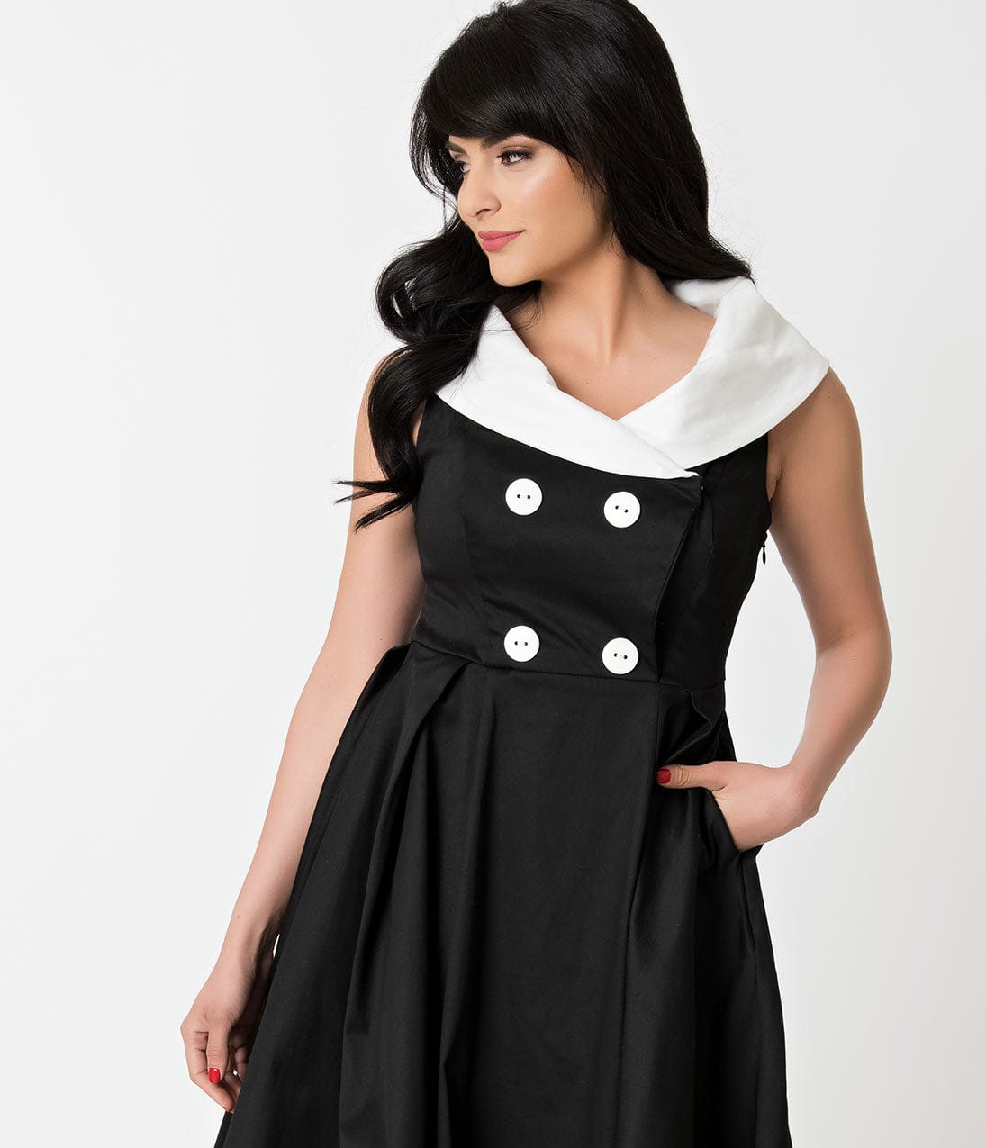 Barbie x Unique Vintage Black Cotton After Five Swing Dress