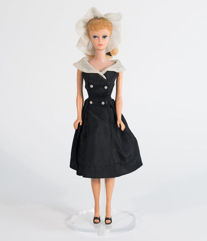 Barbie x Unique Vintage Black Cotton After Five Swing Dress - Unique Vintage - Womens, DRESSES, SWING