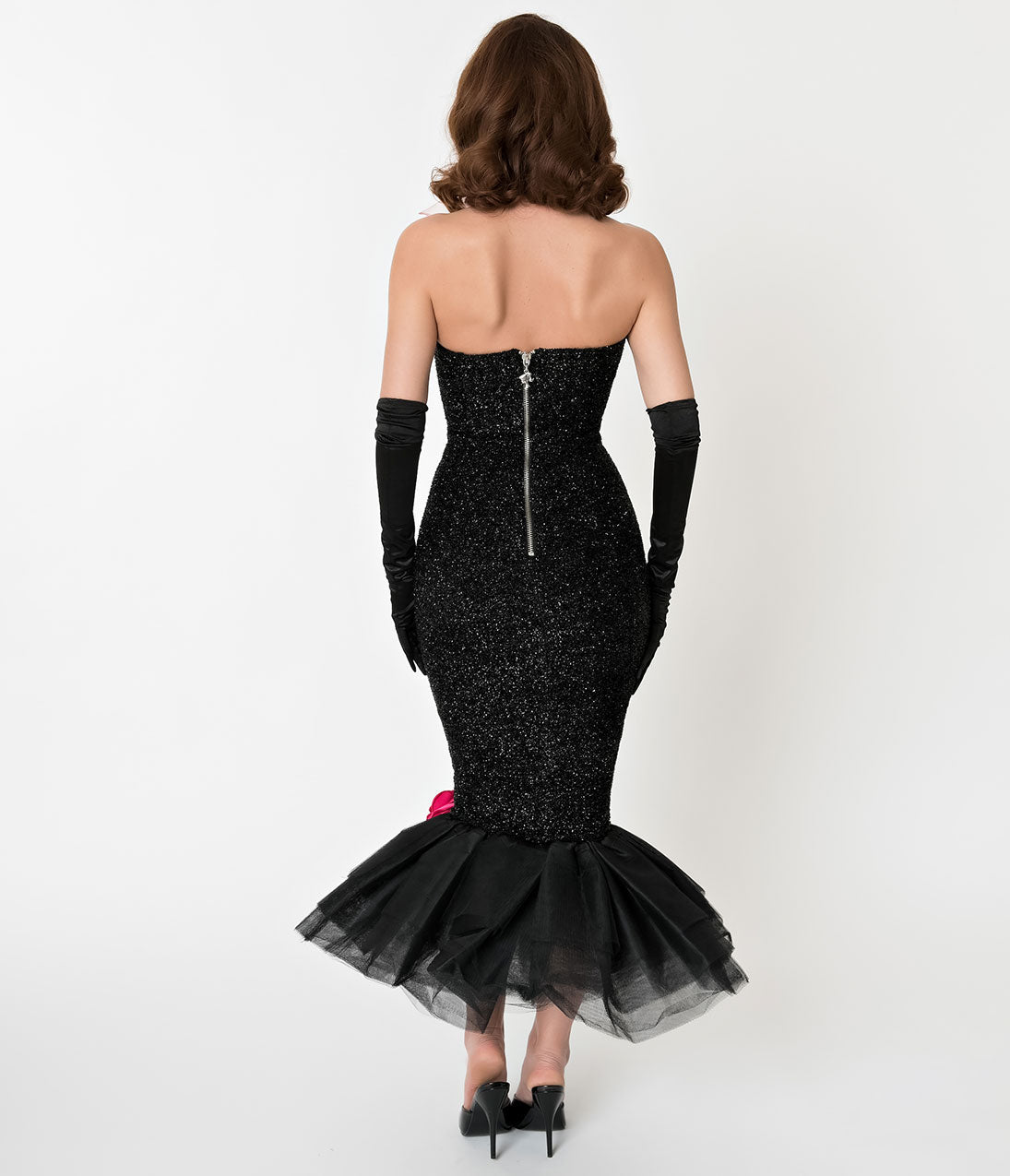 Barbie™ x Unique Vintage Black Solo In The Spotlight Strapless Wiggle Dress - Unique Vintage - Womens, DRESSES, PROM AND SPECIAL OCCASION