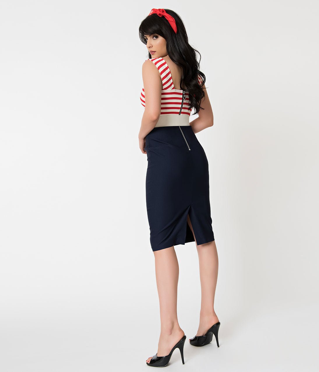 Barbie x Unique Vintage Cruise Stripes Nautical Pencil Dress - Unique Vintage - Womens, DRESSES, WIGGLE