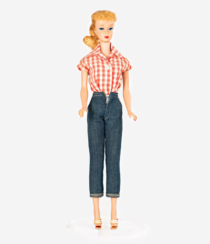 Barbie x Unique Vintage Dark Blue Denim Picnic Capri Pants - Unique Vintage - Womens, BOTTOMS, CAPRI