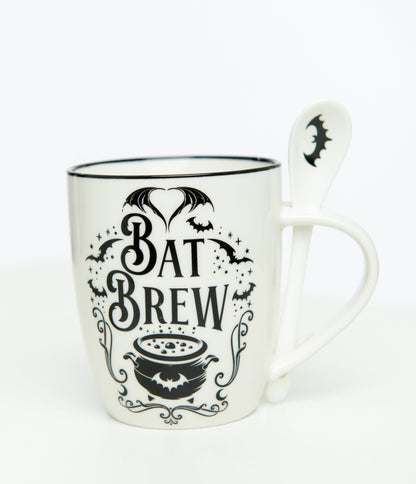 Bat Brew Mug & Spoon Set - Unique Vintage - Womens, HALLOWEEN, ACCESSORIES