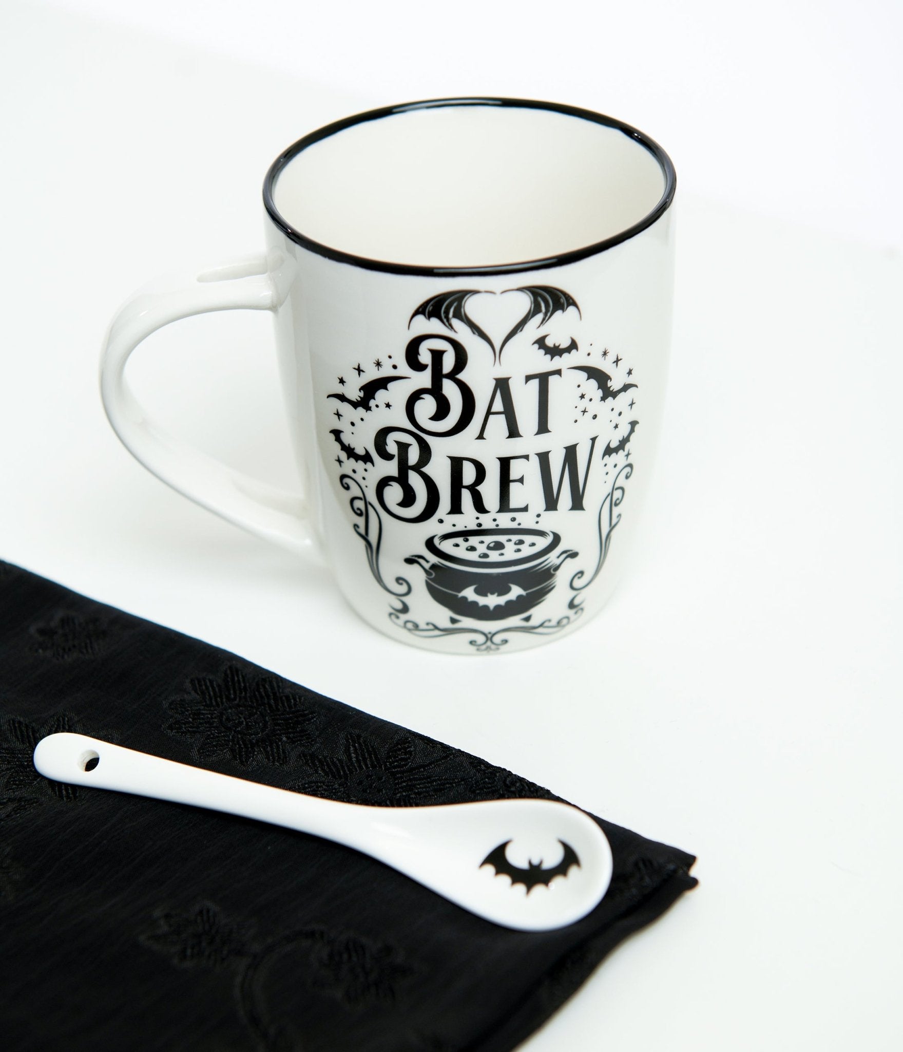 Bat Brew Mug & Spoon Set - Unique Vintage - Womens, HALLOWEEN, ACCESSORIES