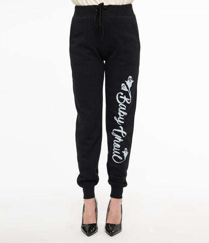 Black Baby Ghoul Fleece Sweatpants - Unique Vintage - Womens, BOTTOMS, PANTS