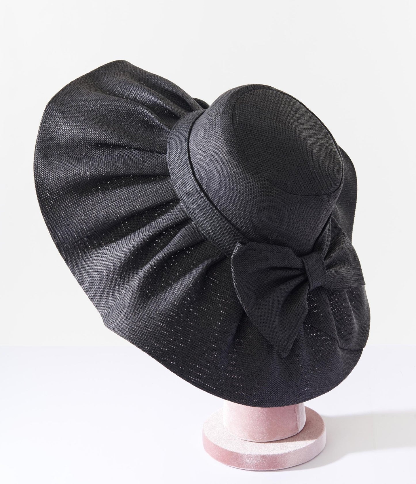 Black Bow Sun Hat - Unique Vintage - Womens, ACCESSORIES, HATS