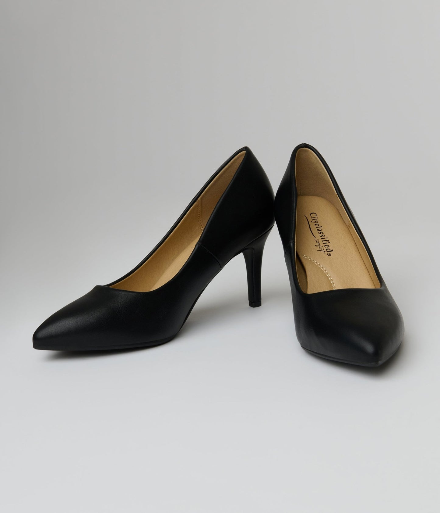 Black Leatherette Pumps - Unique Vintage - Womens, SHOES, HEELS