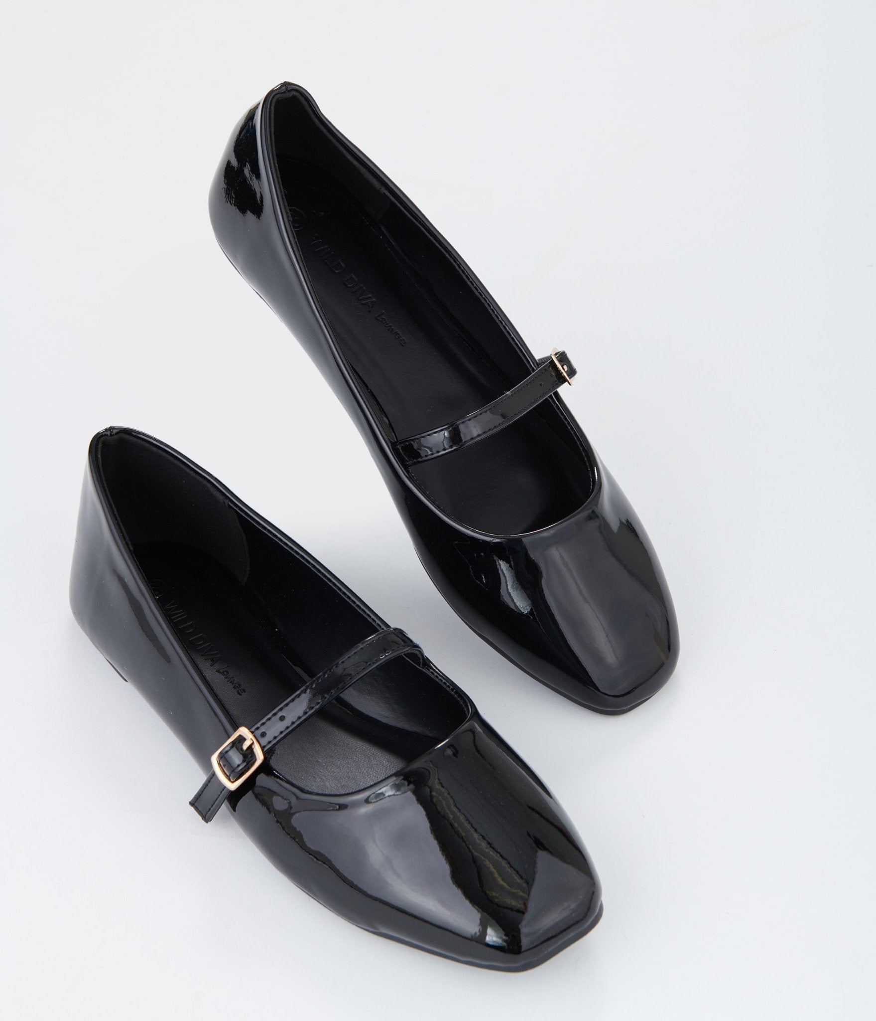 Black Patent Leatherette Mary Jane Flats - Unique Vintage - Womens, SHOES, FLATS