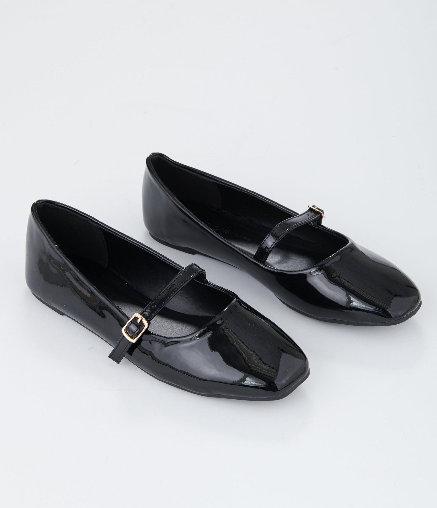 Black Patent Leatherette Mary Jane Flats - Unique Vintage - Womens, SHOES, FLATS