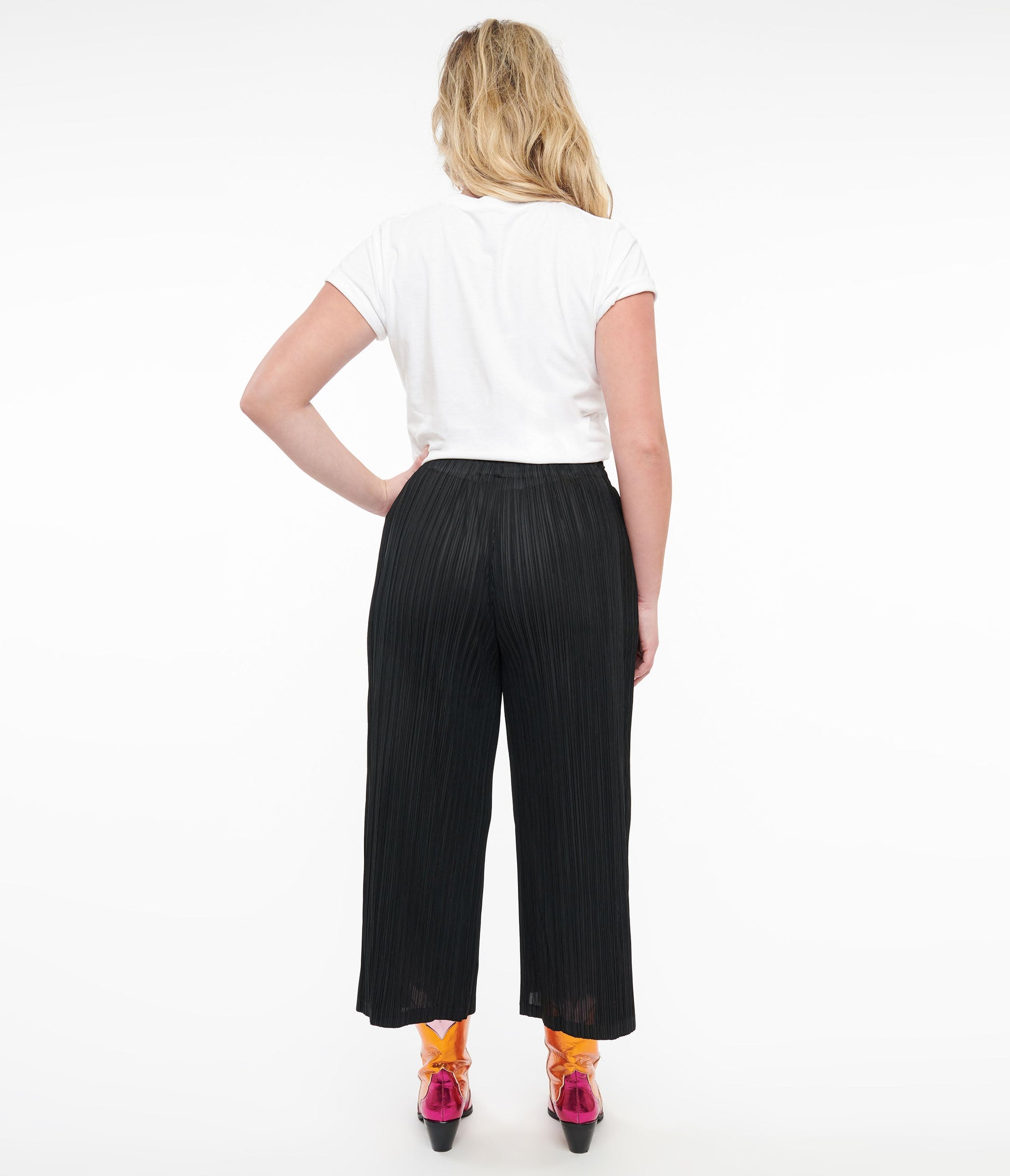 Black Pleated Cropped Pants - Unique Vintage - Womens, BOTTOMS, SKIRTS