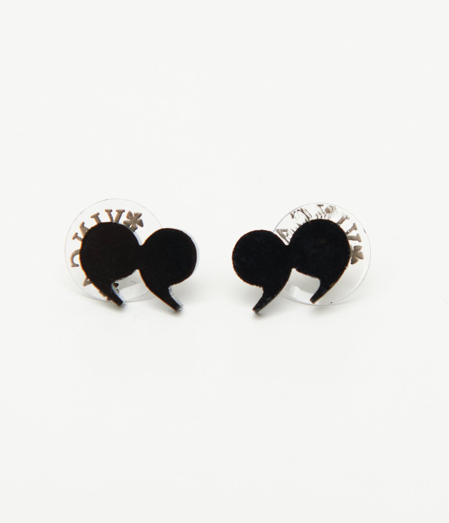 Black Quotation Mark Stud Earrings - Unique Vintage - Womens, ACCESSORIES, JEWELRY