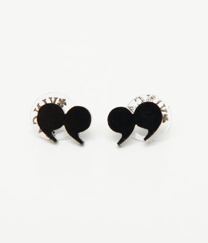 Black Quotation Mark Stud Earrings - Unique Vintage - Womens, ACCESSORIES, JEWELRY