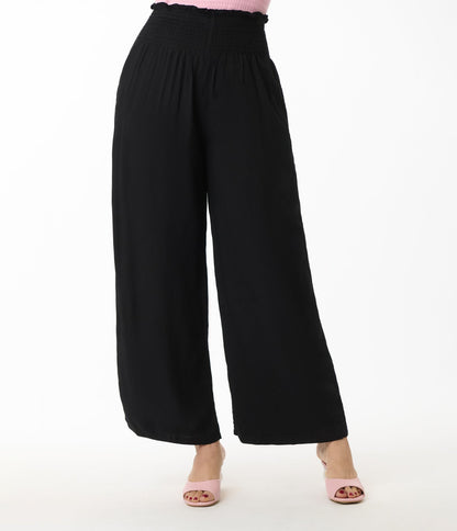 Black Straight Leg Pants - Unique Vintage - Womens, BOTTOMS, PANTS