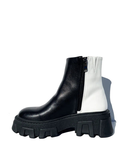 Black & White Balancing Act Boots - Unique Vintage - Womens, SHOES, BOOTS