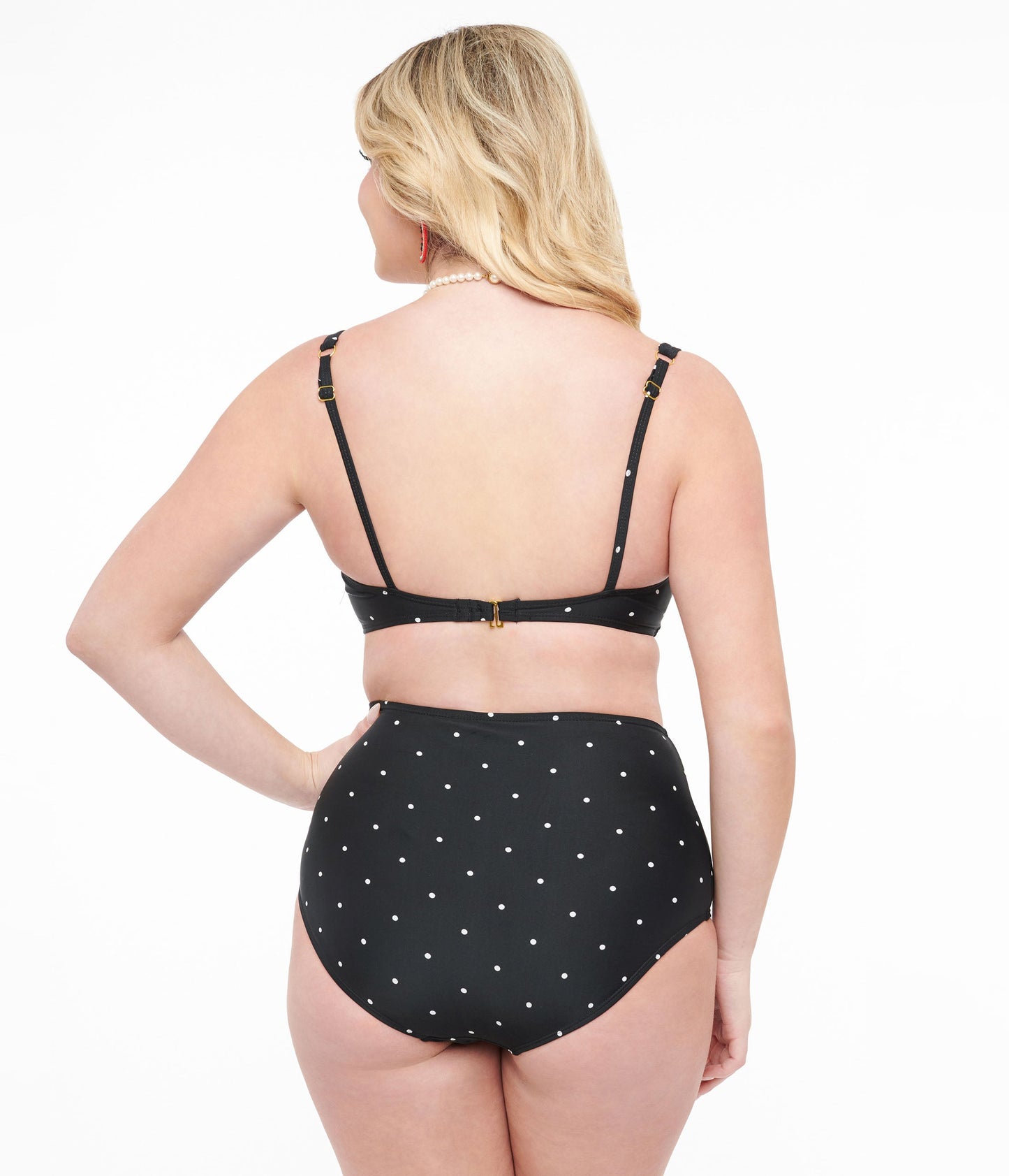 Black & White Polka Dot Two Piece Swim Set - Unique Vintage - Womens, SWIM, 1 PC