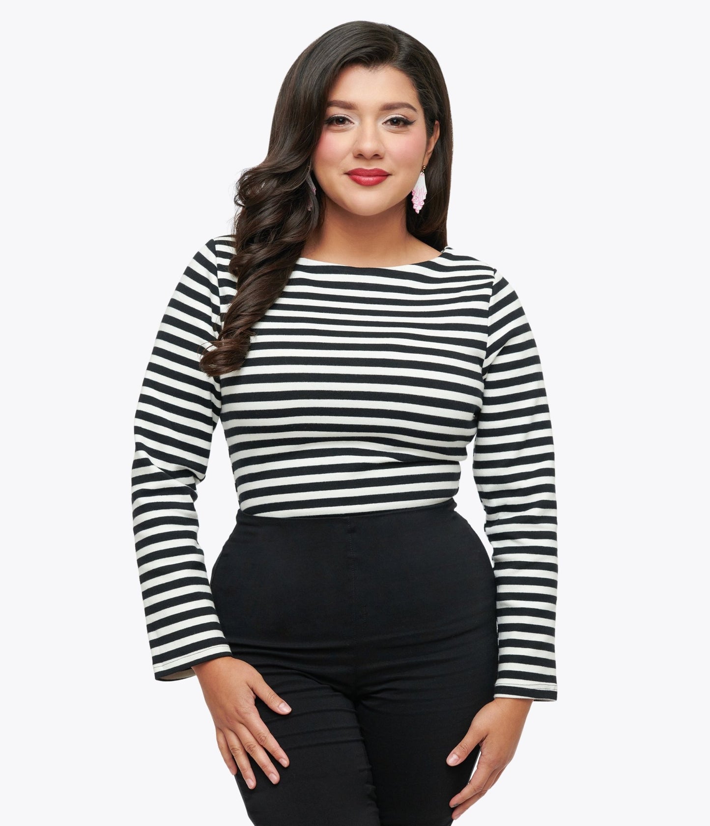 Black & White Stripe Thea Top - Unique Vintage - Womens, TOPS, KNIT TOPS