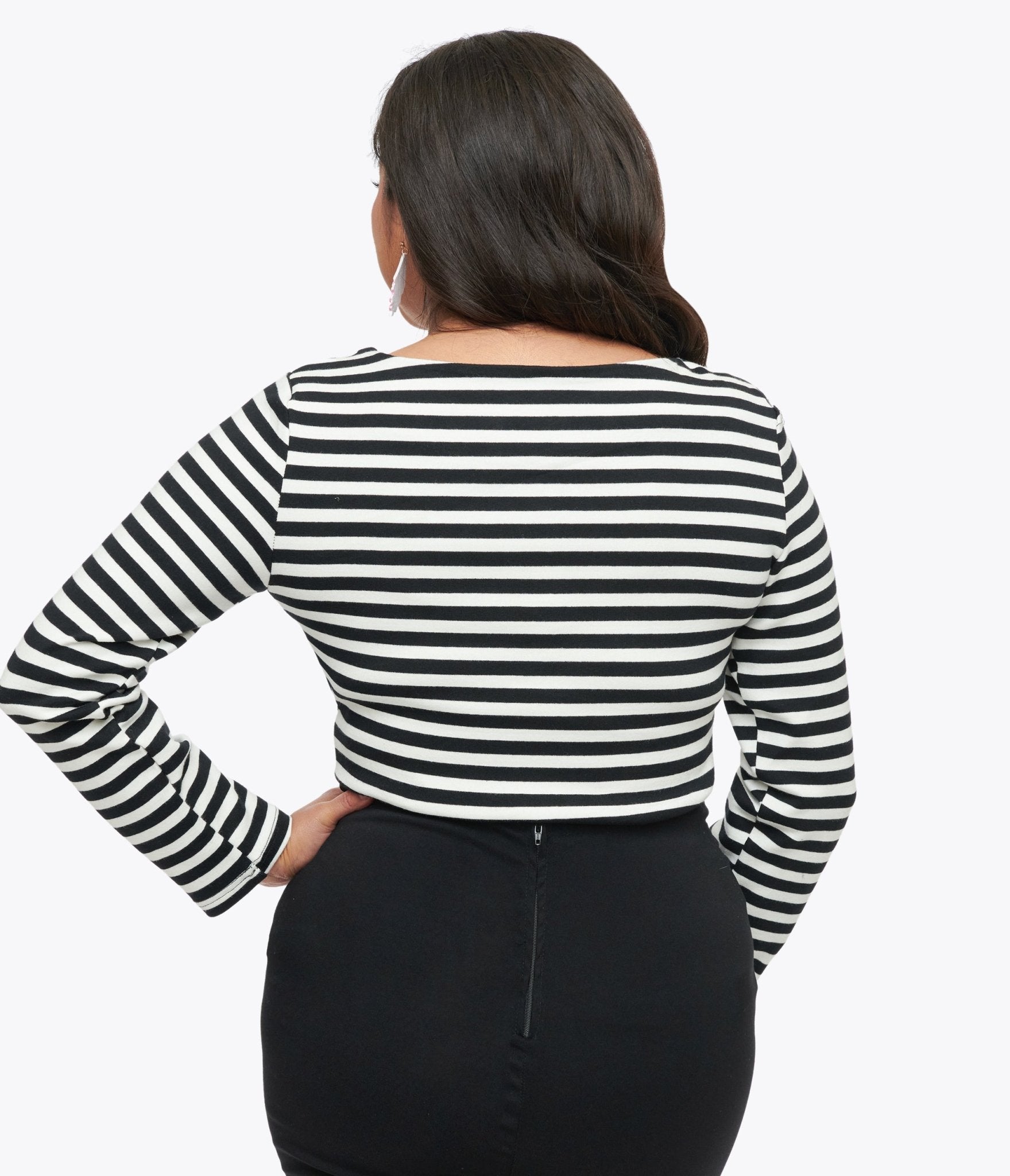 Black & White Stripe Thea Top - Unique Vintage - Womens, TOPS, KNIT TOPS