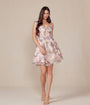 Blush Floral Print A-Line Mini Prom Dress