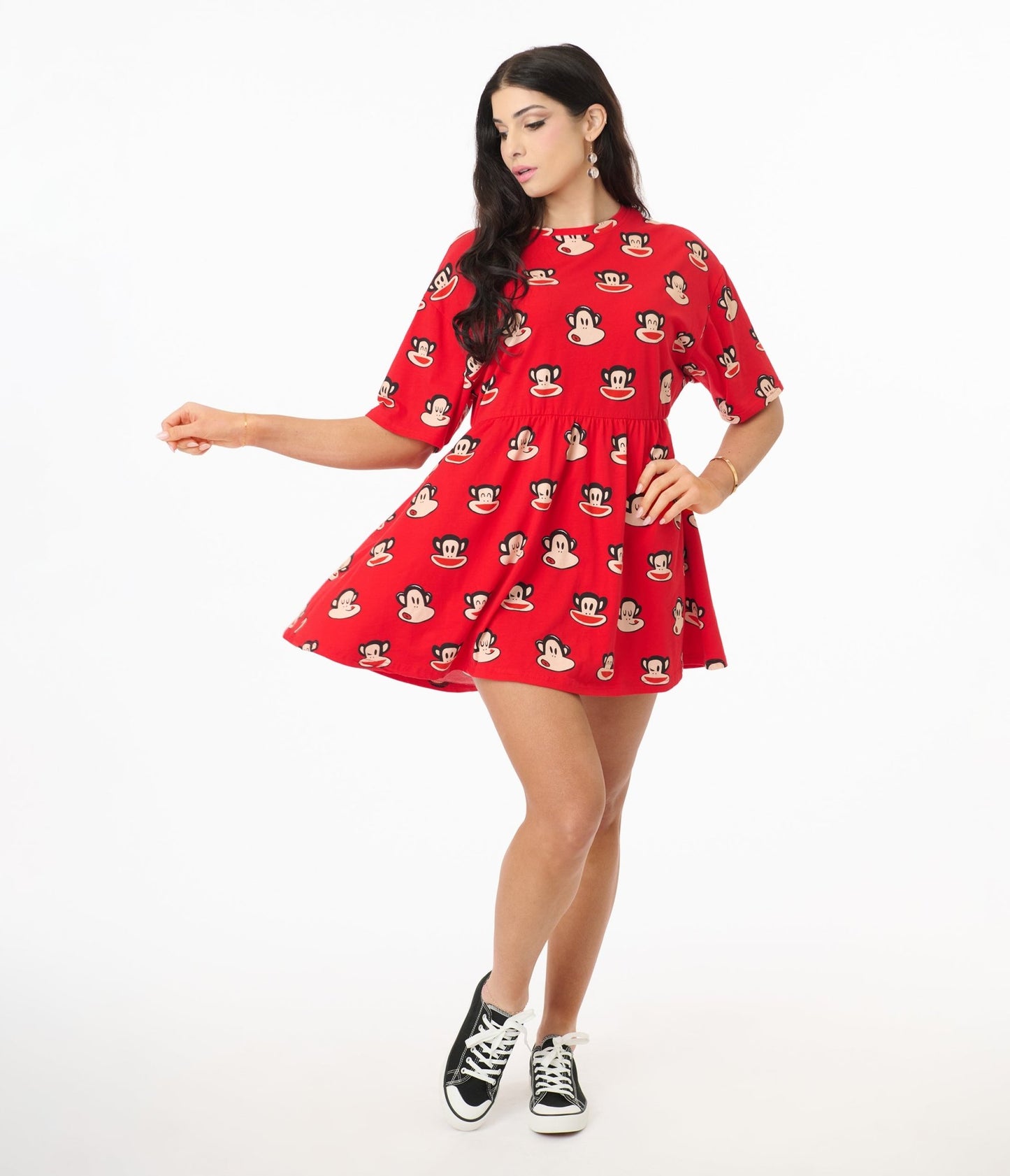 Cakeworthy Paul Frank Red Retro Julius Mini Dress - Unique Vintage - Womens, DRESSES, A - LINE