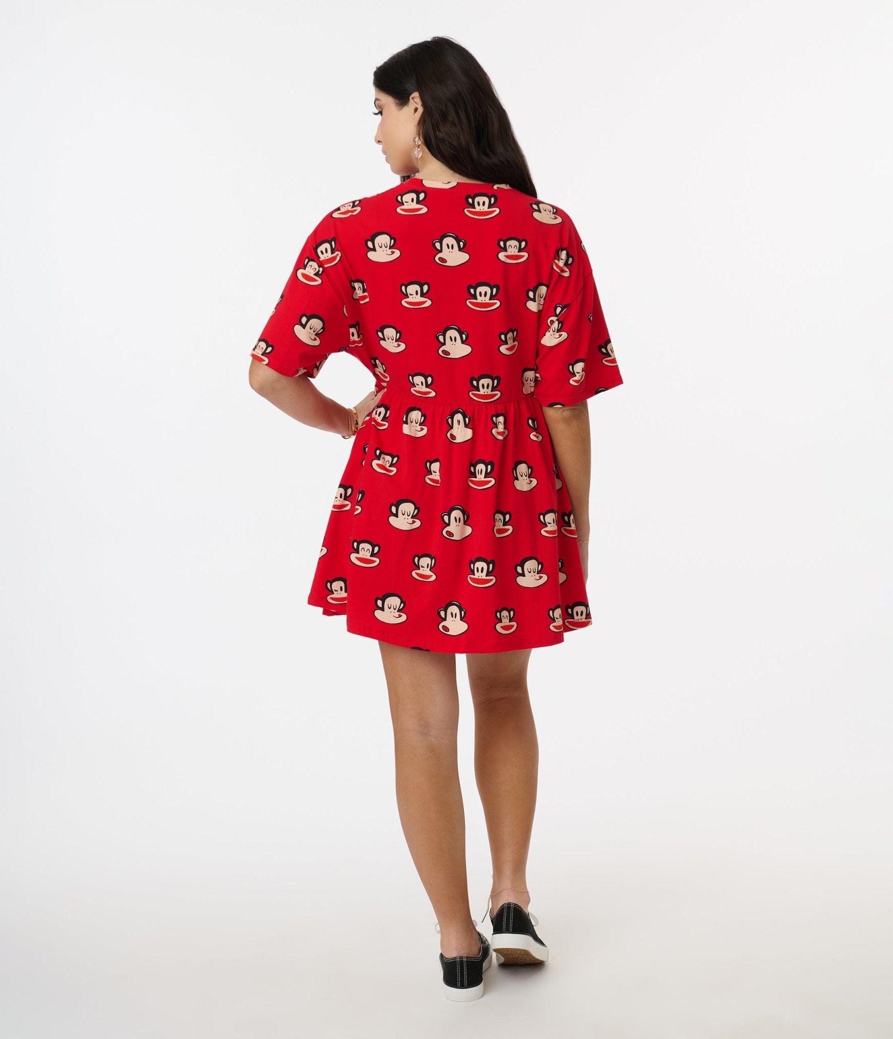 Cakeworthy Paul Frank Red Retro Julius Mini Dress - Unique Vintage - Womens, DRESSES, A - LINE