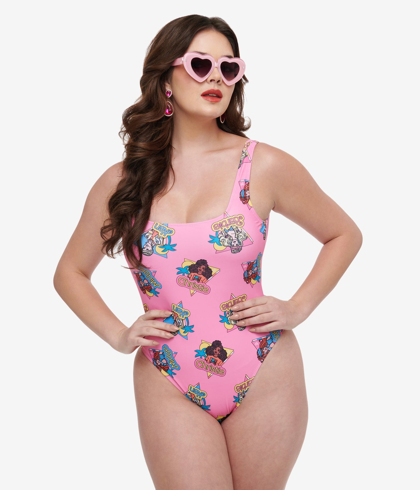 Cakeworthy Pink Barbie California Dream One Piece Swimsuit - Unique Vintage - Womens, SWIM, 1 PC