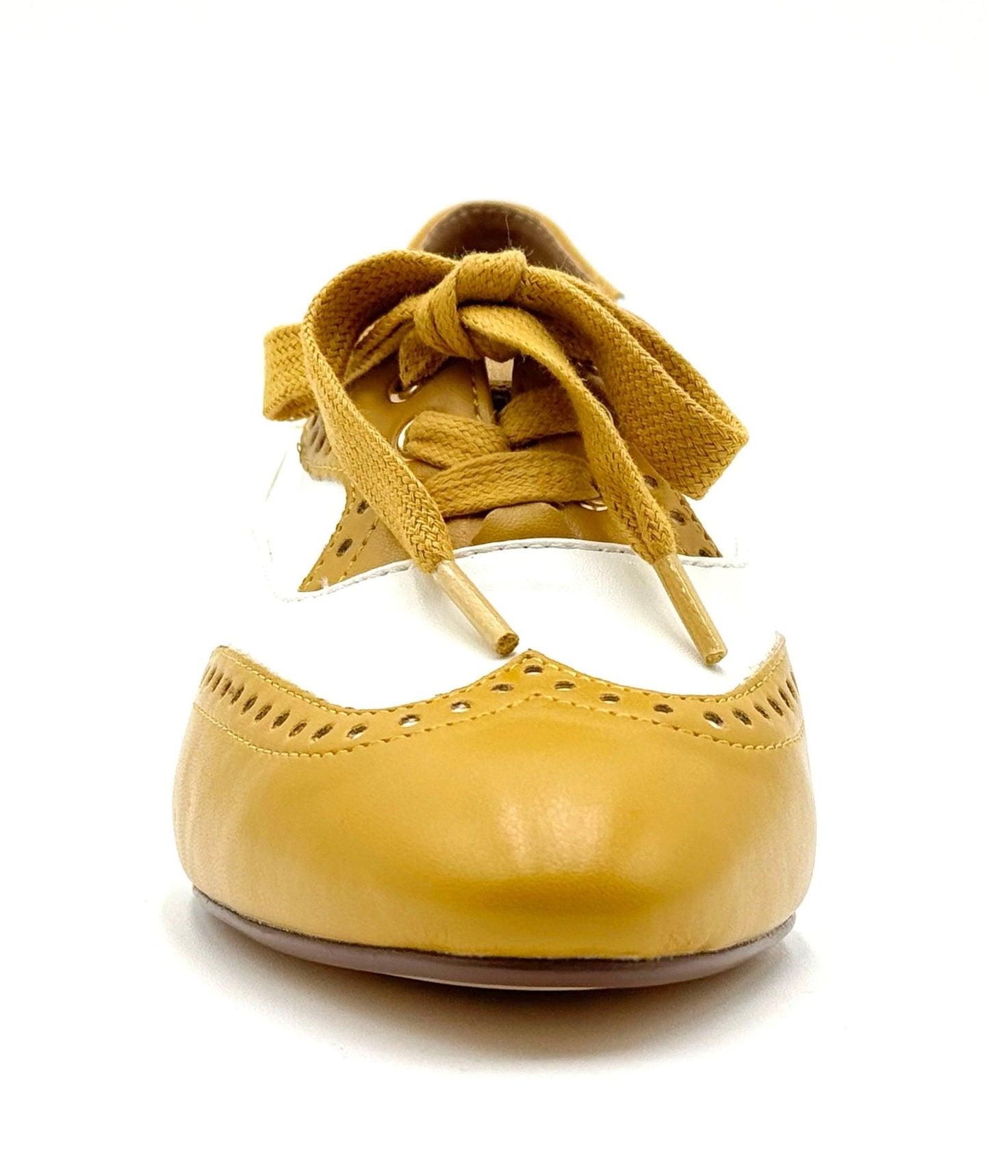 Chelsea Crew 1950's Mustard & White Demi Oxford Saddle Shoes - Unique Vintage - Womens, SHOES, HEELS