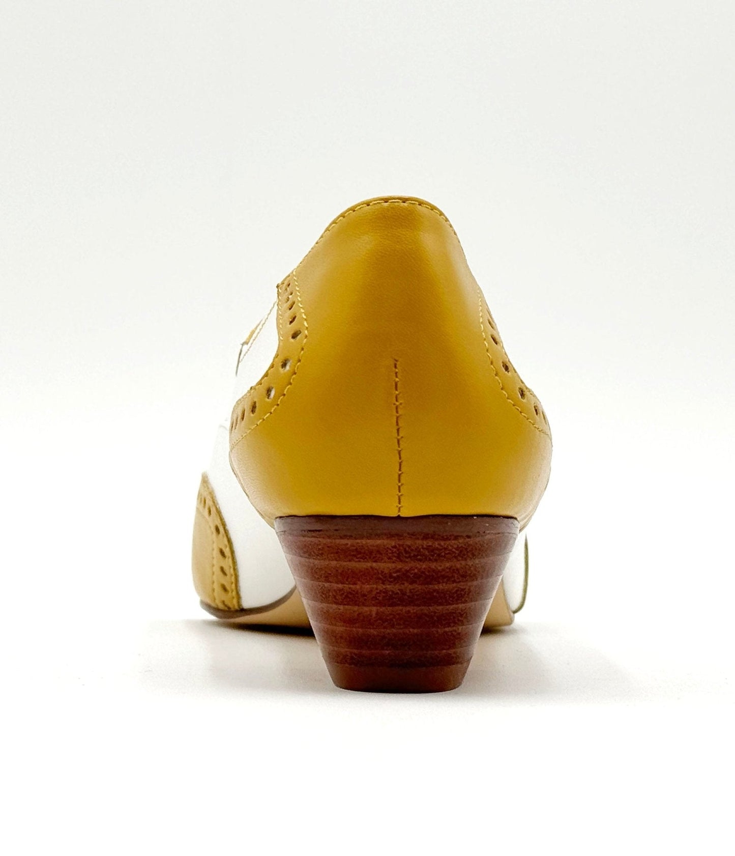 Chelsea Crew 1950's Mustard & White Demi Oxford Saddle Shoes - Unique Vintage - Womens, SHOES, HEELS