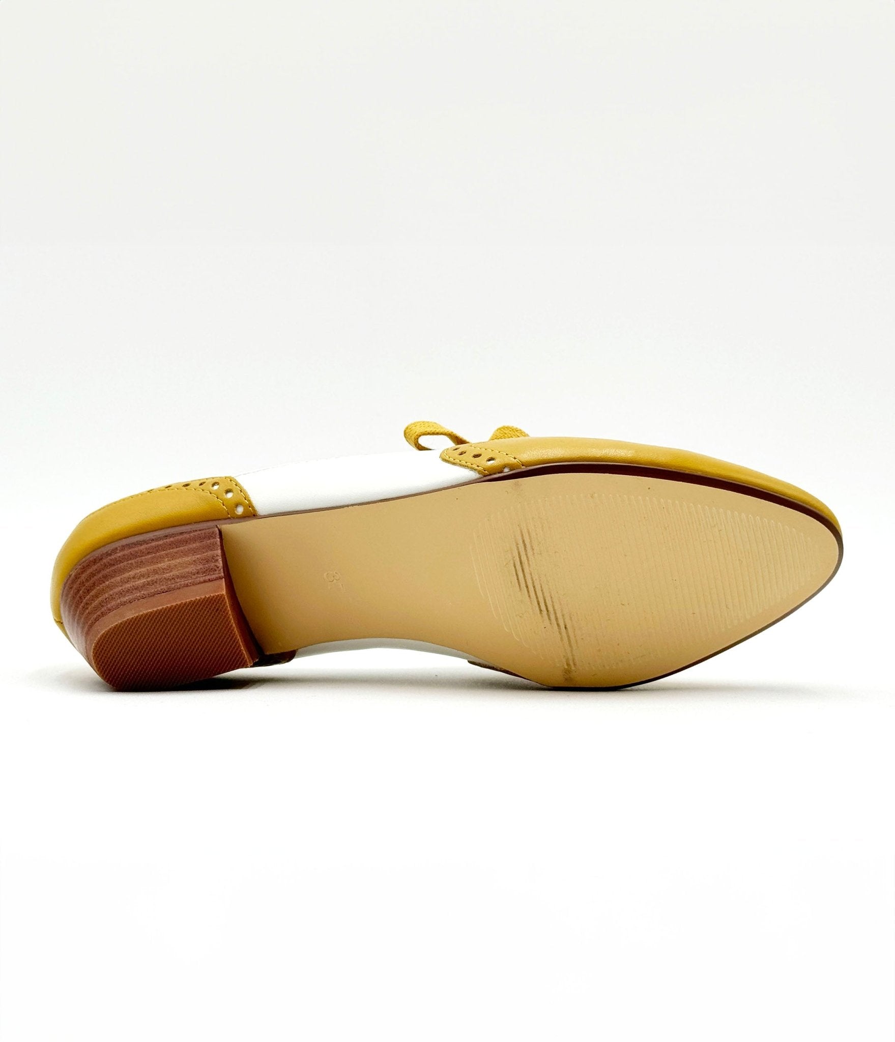 Chelsea Crew 1950's Mustard & White Demi Oxford Saddle Shoes - Unique Vintage - Womens, SHOES, HEELS