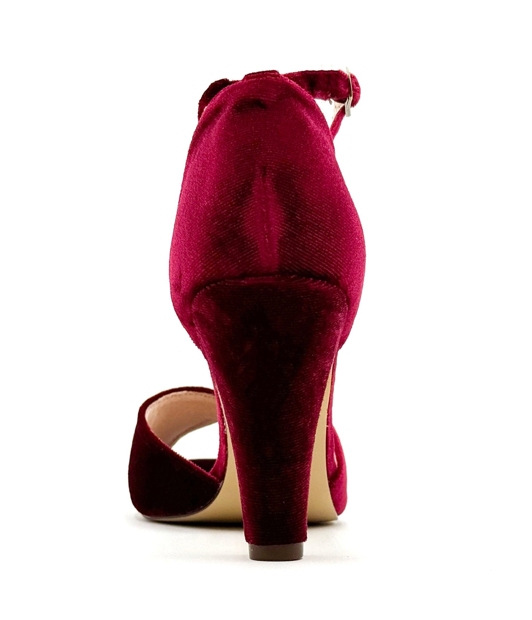 Chelsea Crew Burgundy Velvet Lola Pumps - Unique Vintage - Womens, SHOES, HEELS