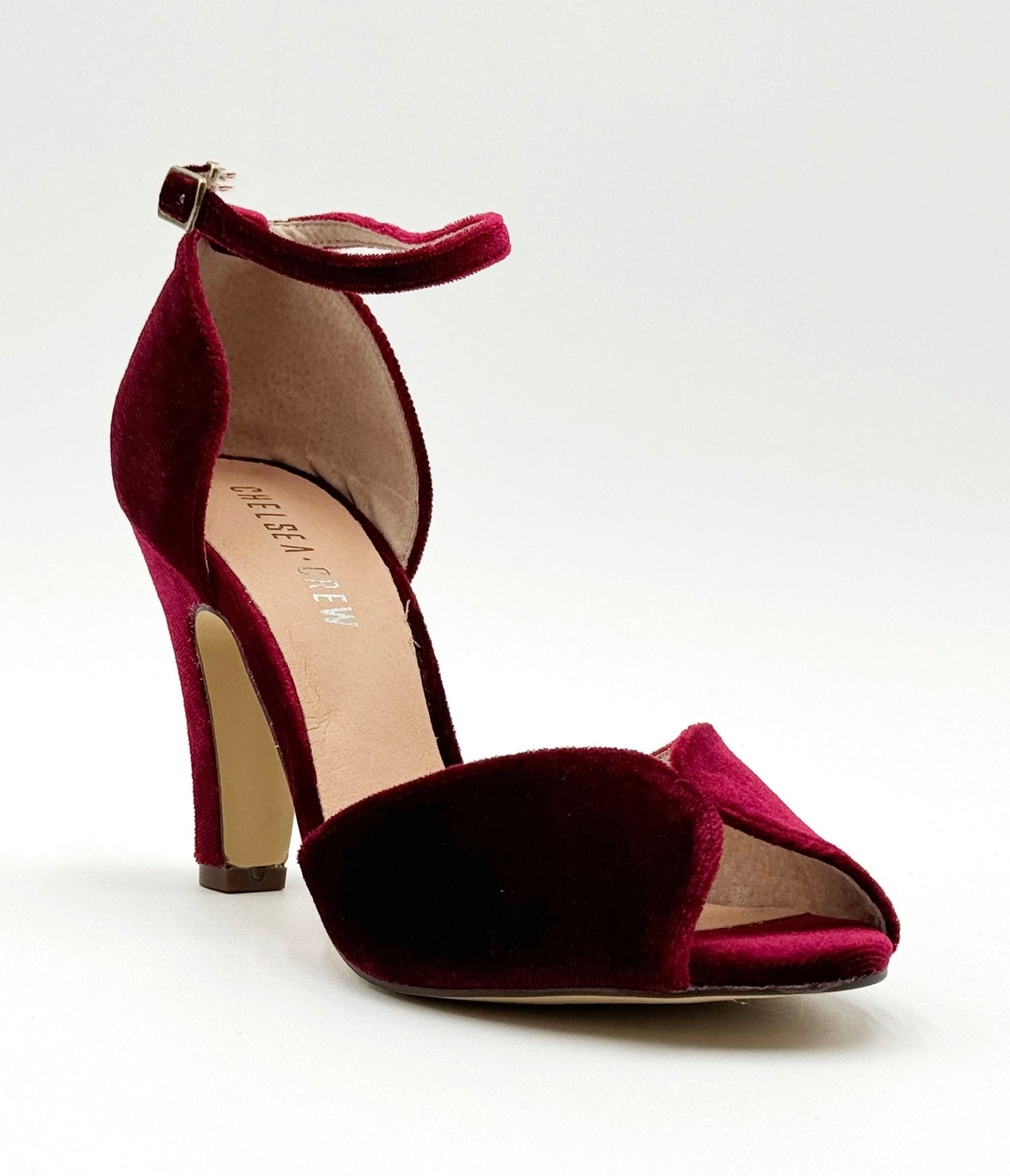 Chelsea Crew Burgundy Velvet Lola Pumps - Unique Vintage - Womens, SHOES, HEELS